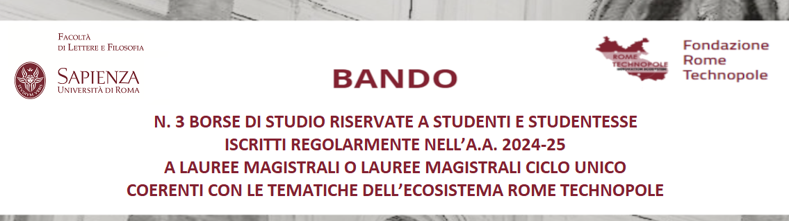  Debora Chiarelli 15:08 (1 ora fa) a me  BANDO N. 3 BORSE DI STUDIO RISERVATE A STUDENTI E STUDENTESSE COERENTI CON LE TEMATICHE DELL’ECOSISTEMA ROME TECHNOPOLE